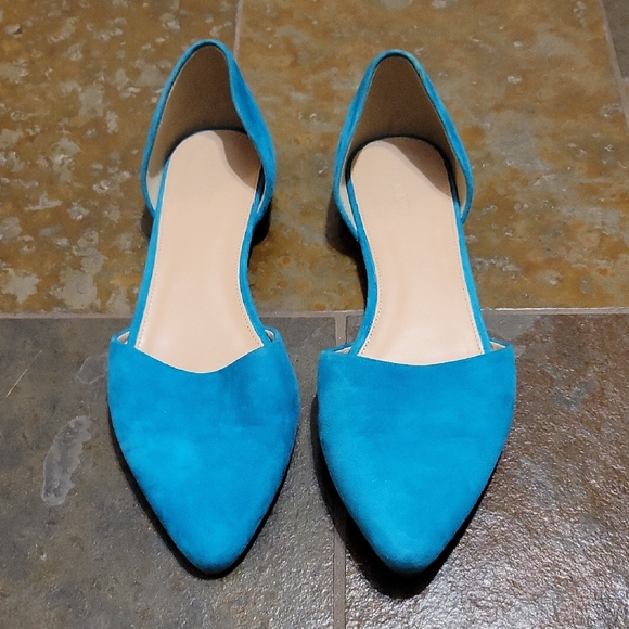 J. Crew Shoes - J. Crew | Suede d'Orsay Flats in Vivid Cerulean Ballet Office - Women's Size 8.5